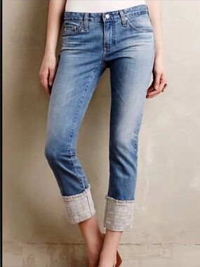 Ag Adriano Goldschmied Light Blue Cropped Ankle Jeans